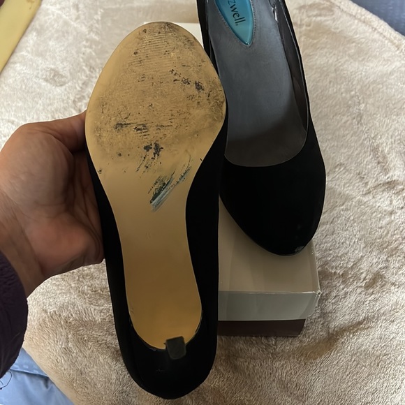 Fitzwell black suede heels round toe 11 ww - Picture 4 of 5